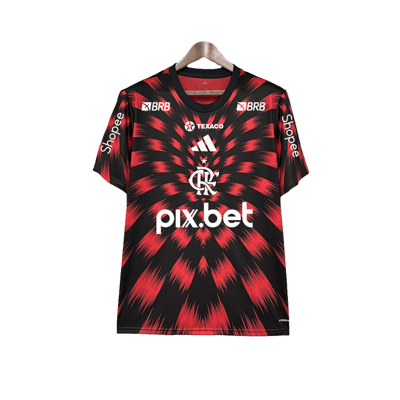 Camiseta Flamengo 25/26 Pre-Juego - Todos los Patrocinios - Versión Aficionado